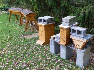 Weighted Beehives 300x225 Preparing the Garden to Meet Hurricane Sandy